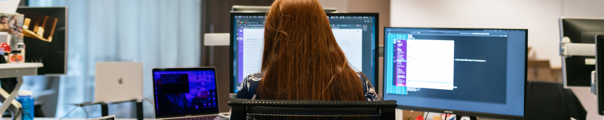 student working at computer